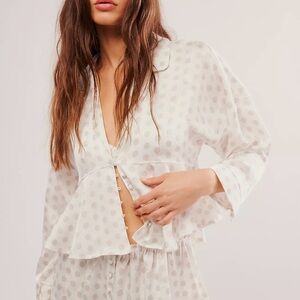 Free People Elegant Flowers Print Beige Pajamas